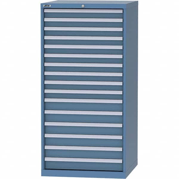 LISTA - 16 Drawer, 124 Compartment Bright Blue Steel Modular Storage Cabinet - Exact Tool & Supply