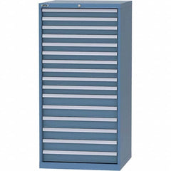 LISTA - 16 Drawer, 124 Compartment Bright Blue Steel Modular Storage Cabinet - Exact Tool & Supply