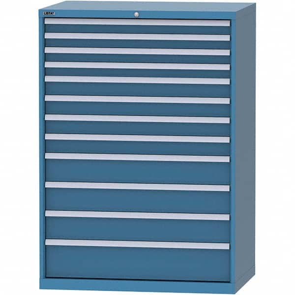 LISTA - 12 Drawer, 99 Compartment Bright Blue Steel Modular Storage Cabinet - Exact Tool & Supply
