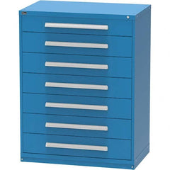 Vidmar - 7 Drawer, 45 Compartment Bright Blue Steel Modular Storage Cabinet - Exact Tool & Supply