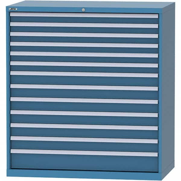 LISTA - 13 Drawer, 159 Compartment Bright Blue Steel Modular Storage Cabinet - Exact Tool & Supply
