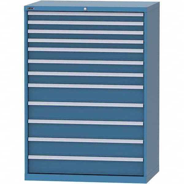 LISTA - 12 Drawer, 99 Compartment Bright Blue Steel Modular Storage Cabinet - Exact Tool & Supply
