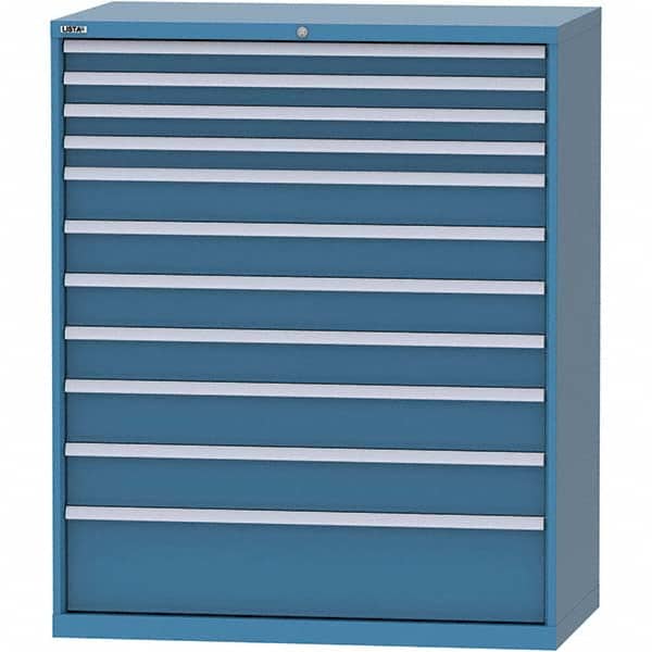 LISTA - 11 Drawer, 216 Compartment Bright Blue Steel Modular Storage Cabinet - Exact Tool & Supply