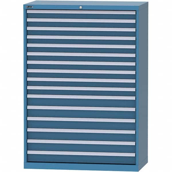 LISTA - 16 Drawer, 84 Compartment Bright Blue Steel Modular Storage Cabinet - Exact Tool & Supply