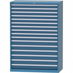 LISTA - 16 Drawer, 84 Compartment Bright Blue Steel Modular Storage Cabinet - Exact Tool & Supply