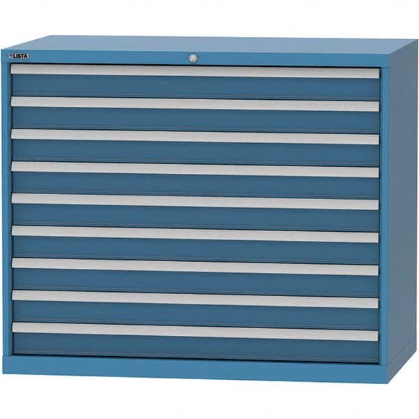 LISTA - 9 Drawer, 99 Compartment Bright Blue Steel Modular Storage Cabinet - Exact Tool & Supply