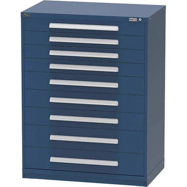 Vidmar - 9 Drawer Bright Blue Steel Modular Storage Cabinet - Exact Tool & Supply