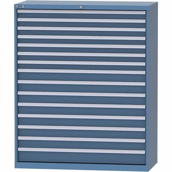 LISTA - 15 Drawer, 99 Compartment Bright Blue Steel Modular Storage Cabinet - Exact Tool & Supply