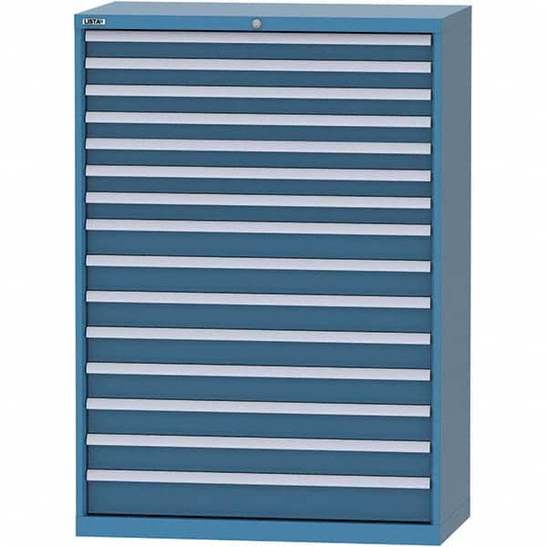 LISTA - 15 Drawer, 84 Compartment Bright Blue Steel Modular Storage Cabinet - Exact Tool & Supply