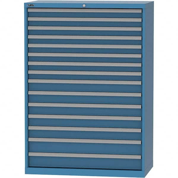 LISTA - 15 Drawer, 84 Compartment Bright Blue Steel Modular Storage Cabinet - Exact Tool & Supply