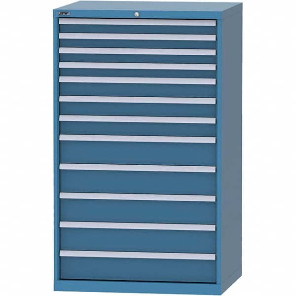 LISTA - 12 Drawer, 84 Compartment Bright Blue Steel Modular Storage Cabinet - Exact Tool & Supply