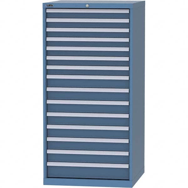 LISTA - 15 Drawer, 124 Compartment Bright Blue Steel Modular Storage Cabinet - Exact Tool & Supply