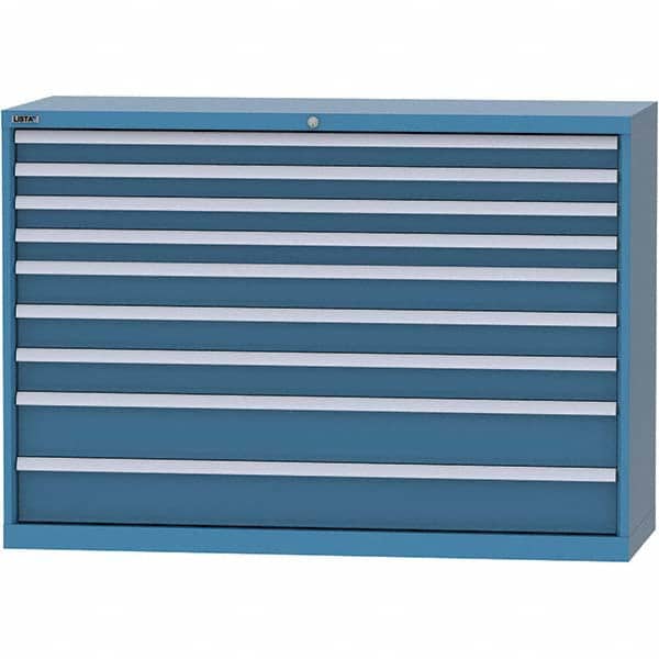 LISTA - 9 Drawer, 84 Compartment Bright Blue Steel Modular Storage Cabinet - Exact Tool & Supply