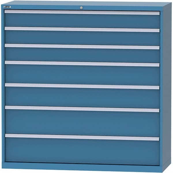 LISTA - 7 Drawer, 84 Compartment Bright Blue Steel Modular Storage Cabinet - Exact Tool & Supply