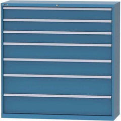 LISTA - 7 Drawer, 84 Compartment Bright Blue Steel Modular Storage Cabinet - Exact Tool & Supply