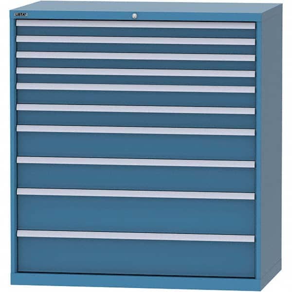 LISTA - 10 Drawer, 99 Compartment Bright Blue Steel Modular Storage Cabinet - Exact Tool & Supply