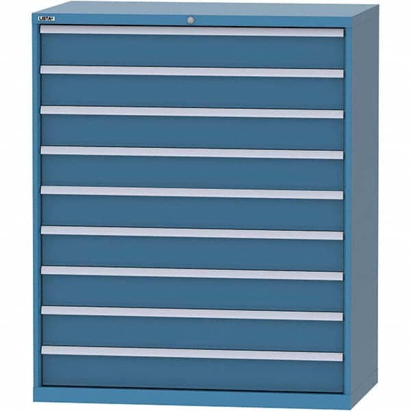 LISTA - 9 Drawer, 216 Compartment Bright Blue Steel Modular Storage Cabinet - Exact Tool & Supply