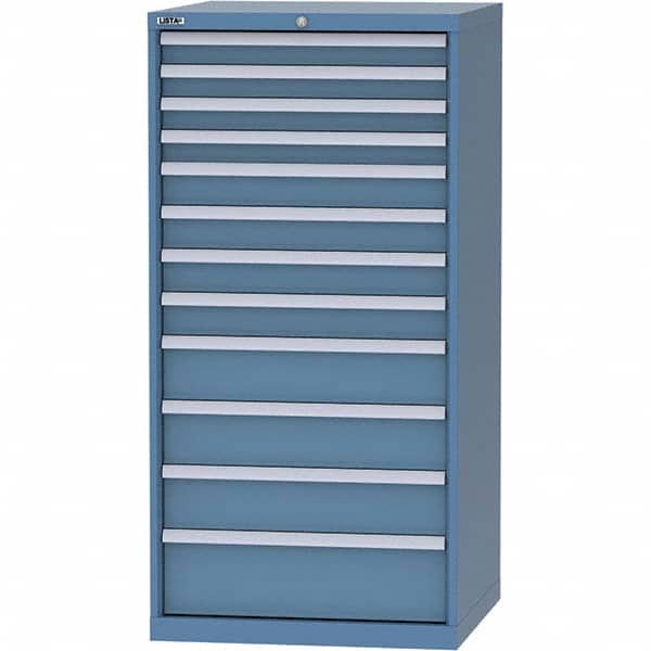 LISTA - 12 Drawer, 124 Compartment Bright Blue Steel Modular Storage Cabinet - Exact Tool & Supply
