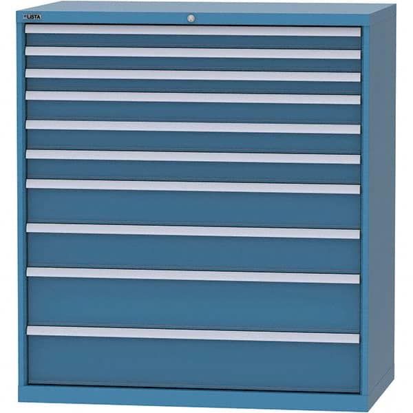 LISTA - 10 Drawer, 159 Compartment Bright Blue Steel Modular Storage Cabinet - Exact Tool & Supply