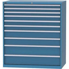 LISTA - 10 Drawer, 159 Compartment Bright Blue Steel Modular Storage Cabinet - Exact Tool & Supply