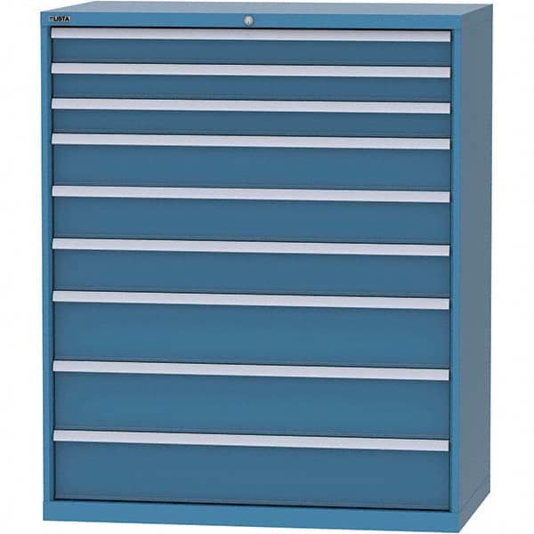LISTA - 9 Drawer, 159 Compartment Bright Blue Steel Modular Storage Cabinet - Exact Tool & Supply