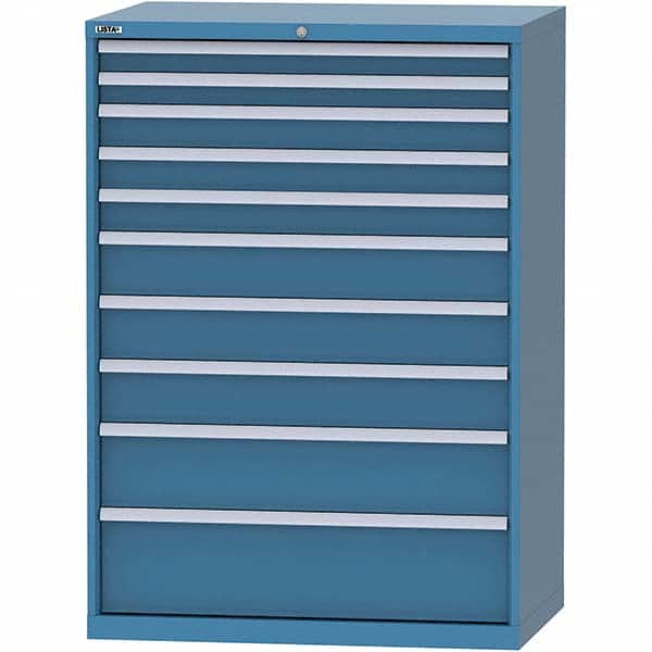 LISTA - 10 Drawer, 99 Compartment Bright Blue Steel Modular Storage Cabinet - Exact Tool & Supply