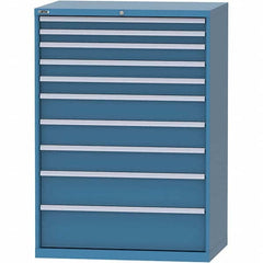 LISTA - 10 Drawer, 99 Compartment Bright Blue Steel Modular Storage Cabinet - Exact Tool & Supply