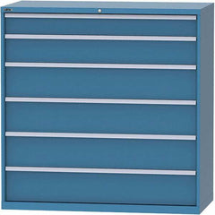 LISTA - 6 Drawer, 84 Compartment Bright Blue Steel Modular Storage Cabinet - Exact Tool & Supply