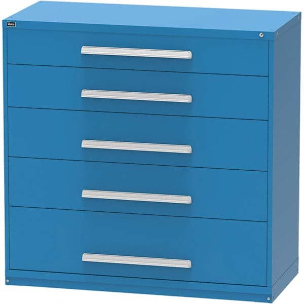 Vidmar - 5 Drawer, 45 Compartment Bright Blue Steel Modular Storage Cabinet - Exact Tool & Supply
