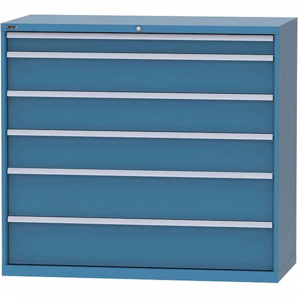 LISTA - 6 Drawer, 84 Compartment Bright Blue Steel Modular Storage Cabinet - Exact Tool & Supply