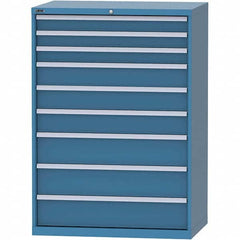 LISTA - 9 Drawer, 99 Compartment Bright Blue Steel Modular Storage Cabinet - Exact Tool & Supply
