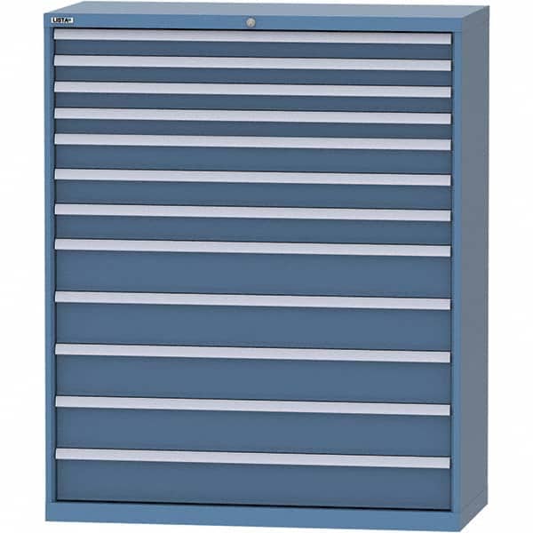 LISTA - 12 Drawer, 99 Compartment Bright Blue Steel Modular Storage Cabinet - Exact Tool & Supply