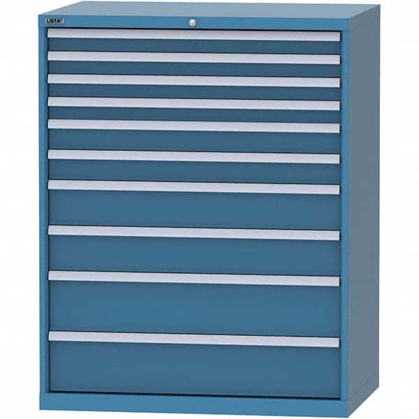 LISTA - 10 Drawer, 99 Compartment Bright Blue Steel Modular Storage Cabinet - Exact Tool & Supply