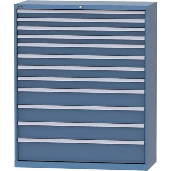 LISTA - 12 Drawer, 99 Compartment Bright Blue Steel Modular Storage Cabinet - Exact Tool & Supply