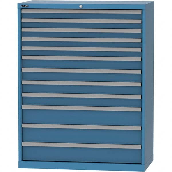 LISTA - 12 Drawer, 84 Compartment Bright Blue Steel Modular Storage Cabinet - Exact Tool & Supply
