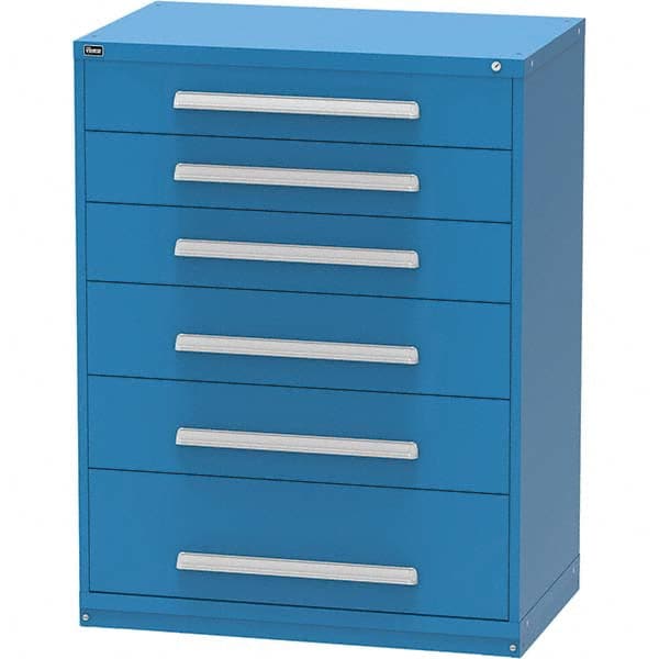 Vidmar - 6 Drawer, 45 Compartment Bright Blue Steel Modular Storage Cabinet - Exact Tool & Supply