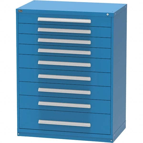 Vidmar - 9 Drawer, 45 Compartment Bright Blue Steel Modular Storage Cabinet - Exact Tool & Supply