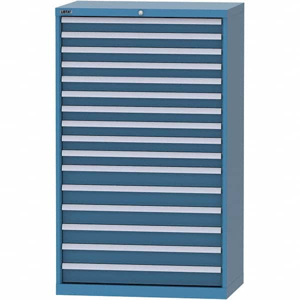 LISTA - 16 Drawer, 84 Compartment Bright Blue Steel Modular Storage Cabinet - Exact Tool & Supply