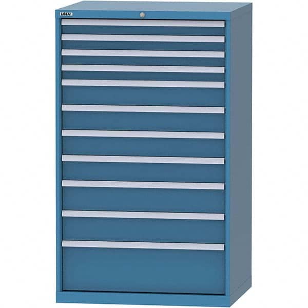 LISTA - 11 Drawer, 84 Compartment Bright Blue Steel Modular Storage Cabinet - Exact Tool & Supply
