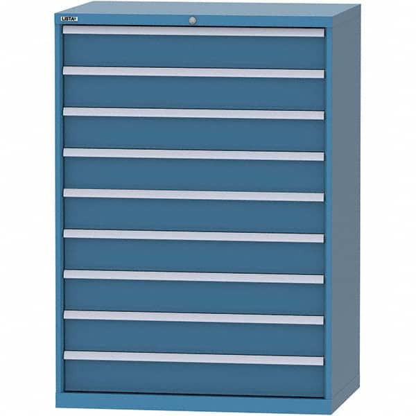 LISTA - 9 Drawer, 99 Compartment Bright Blue Steel Modular Storage Cabinet - Exact Tool & Supply