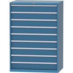 LISTA - 9 Drawer, 99 Compartment Bright Blue Steel Modular Storage Cabinet - Exact Tool & Supply