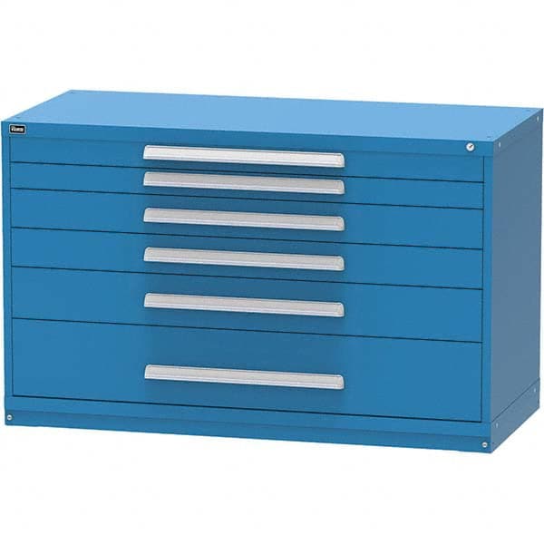 Vidmar - 6 Drawer, 45 Compartment Bright Blue Steel Modular Storage Cabinet - Exact Tool & Supply