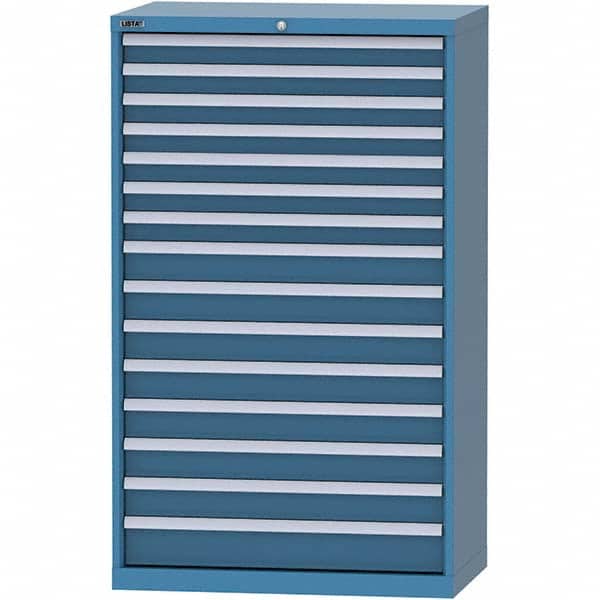 LISTA - 15 Drawer, 84 Compartment Bright Blue Steel Modular Storage Cabinet - Exact Tool & Supply