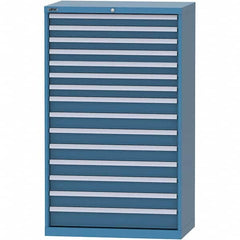 LISTA - 15 Drawer, 84 Compartment Bright Blue Steel Modular Storage Cabinet - Exact Tool & Supply