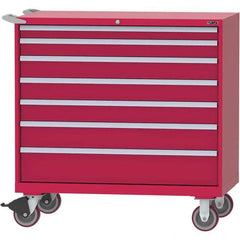 LISTA - 7 Drawer, 99 Compartment Red Steel Modular Storage Cabinet - Exact Tool & Supply