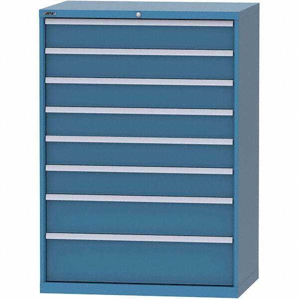 LISTA - 8 Drawer, 99 Compartment Bright Blue Steel Modular Storage Cabinet - Exact Tool & Supply