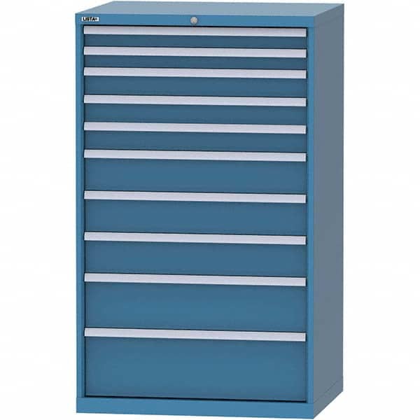 LISTA - 10 Drawer, 84 Compartment Bright Blue Steel Modular Storage Cabinet - Exact Tool & Supply