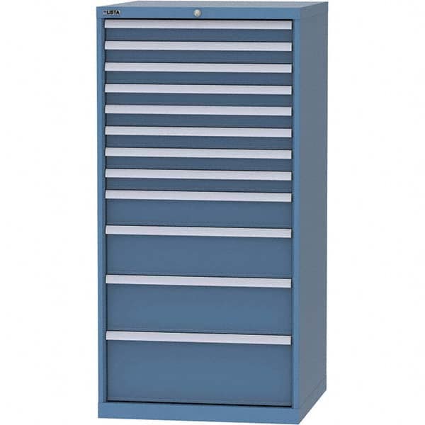 LISTA - 12 Drawer, 124 Compartment Bright Blue Steel Modular Storage Cabinet - Exact Tool & Supply
