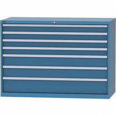 LISTA - 7 Drawer, 84 Compartment Bright Blue Steel Modular Storage Cabinet - Exact Tool & Supply