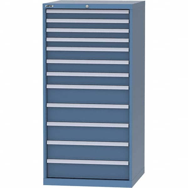 LISTA - 12 Drawer, 124 Compartment Bright Blue Steel Modular Storage Cabinet - Exact Tool & Supply